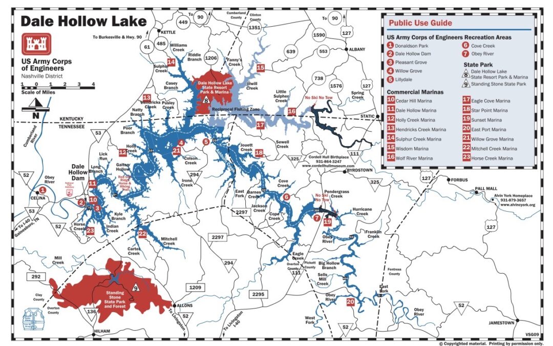 Dale Hollow Lake Map